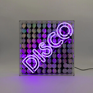 Locomocean 'Disco' Glass Neon Sign with Sequins Purple